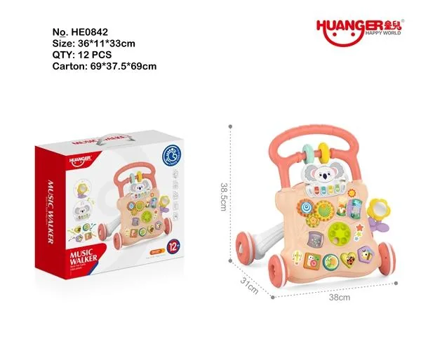 Elephant push walker (pink) product reference for B2B toy buyers