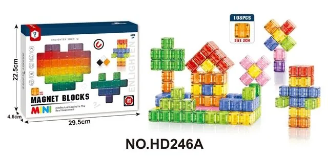 2.0 Magnetic Cubes, 108-Piece Set (Transparent, Rounded Corners) product reference for B2B toy buyers