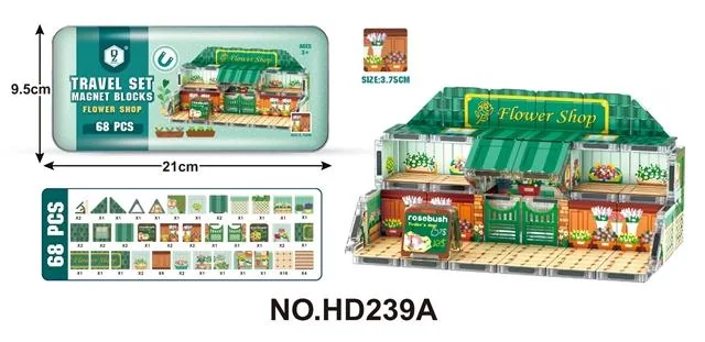 3.75 Metal Box Travel Set: Magnetic Tiles – Flower Shop, 68-Piece product reference for B2B toy buyers