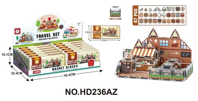 3.75 Tin Travel Set Magnetic Tiles: Coffee Shop, 67 pcs (12 per display box) product reference for B2B toy buyers