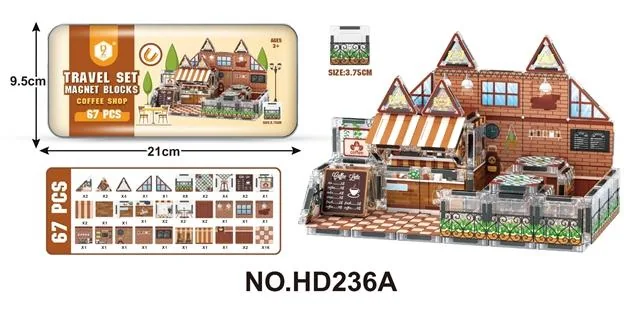 3.75 Tin Travel Set Magnetic Tiles: Coffee Shop, 67 pcs product reference for B2B toy buyers