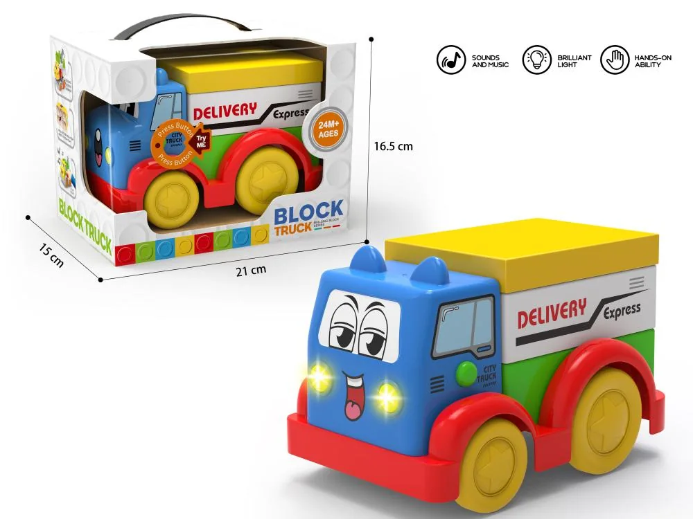 Lights and Music (Delivery Truck) Building Block Engineering Vehicle product reference for B2B toy buyers