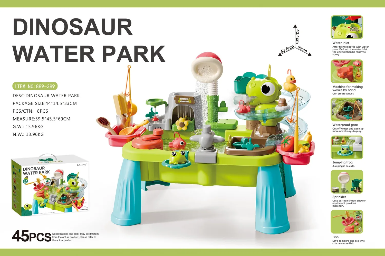 Dinosaur Water Play Set, Electric Water Spray Play Station with 45-Piece Set (Spray... product reference for B2B toy buyers