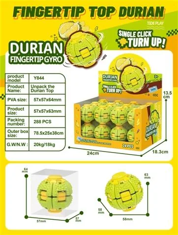 Finger-Press sensory Durian Top product reference for B2B toy buyers